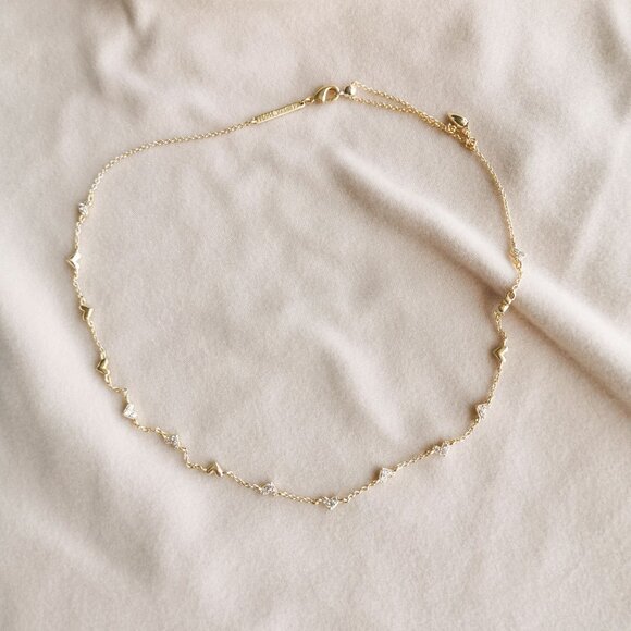 Kendra Scott Haven Heart Strand Necklace, Gold White Crystal - Picture 3 of 4